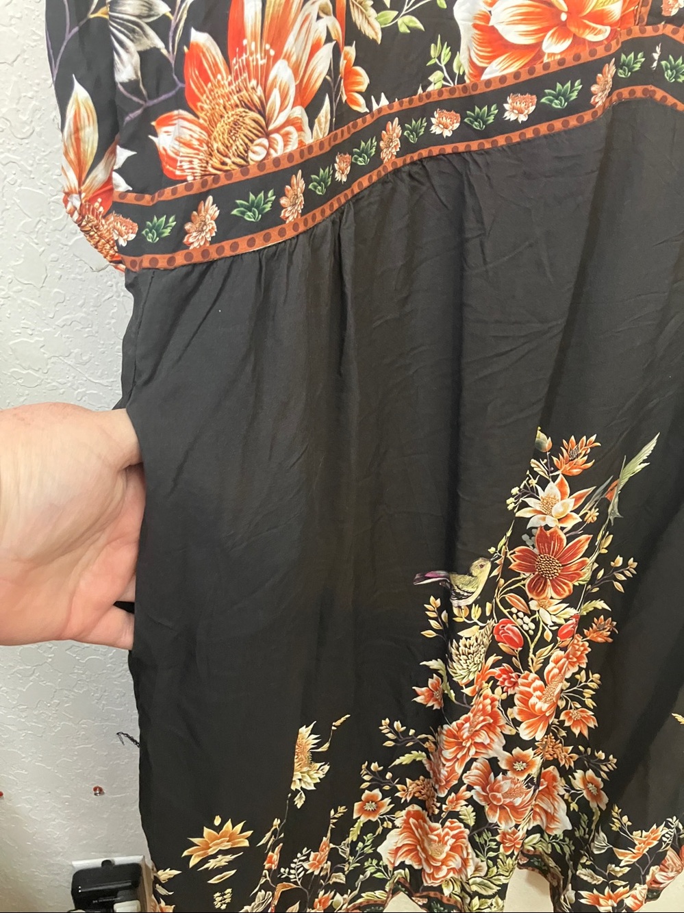 BloomChic Black Midi Dress with Coral and Cream Floral Print - Picture 3 of 5